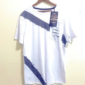 Men’s Designer short sleeve white distressed round neck T-shirt new with tags